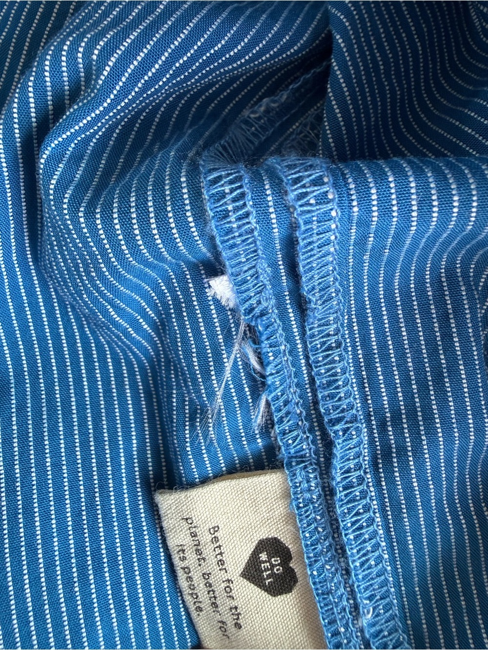 Madewell - Blue Pinstripe Square Neck Cap Sleeve Top Size Medium - Picture 6 of 6